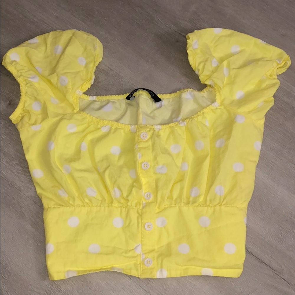 Yellow Zara Polka Dotted Cropped Top